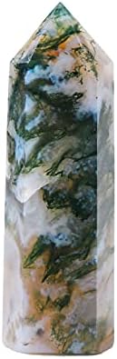 Runyangshi Cristale de vindecare naturală Baghete de agate acvatice 2,8 -3.1 Moss Agate un singur punct Vindecare Turn de cristal