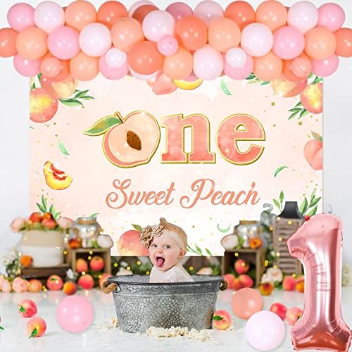 O piersică dulce decoratiuni ziua de nastere 1st ziua de nastere pentru fete dulce piersic balon Garland Piersic Roz portocaliu