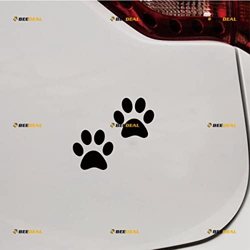 Cat Paw Footprint Primition Track Track Vinyl Decal Sticker - 6 pachet negru, 4 inci - Fără fundal pentru laptop cu barca auto