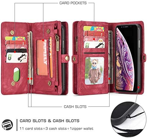 Zttopo iPhone 11 portofel caz, 2 în 1 piele Fermoar detasabil magnetice 11 Card sloturi Card sloturi buzunar bani ambreiaj