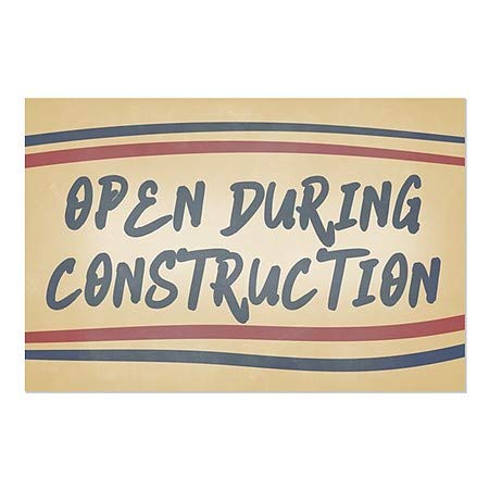 Cgsignlab | „Deschideți în timpul construcției -dungi de nostalgie” ferestre | 27 x18