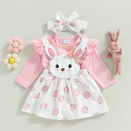 Easter Outfit Baby Girl Maneca Lunga Romper Iepure Suspensor Fusta Generală Paști Rochie Bentita Nou-Născut Bunny Outfit