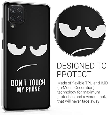 KWMOBILE TPU CAZ COMPATIBIL cu Samsung Galaxy A12 - CASE TPU TPU Cover - Nu atingeți telefonul meu alb/negru