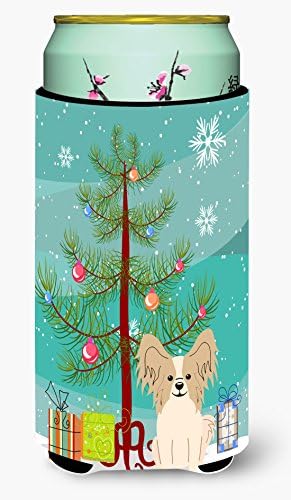 Caroline's Treasures BB4202TBC Arbore de Crăciun fericit Papillon Sable White Tall Boy Hugger, Can Mânecă Hugger Mașină Băutură