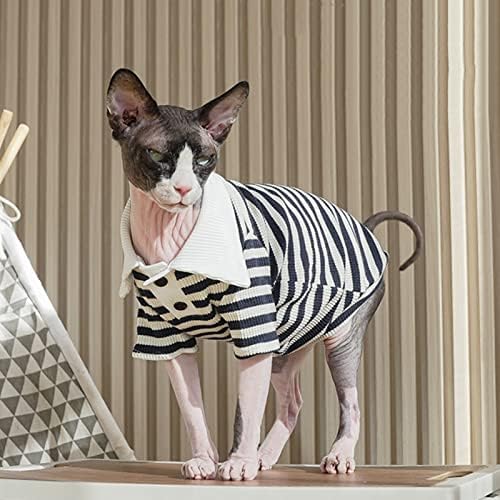 Sphynx Cat Shirt bumbac fără păr pisoi Polo T-Shirt cu mâneci Pulover pisica Pijamale pentru Sphynx Cornish Rex, Devon Rex,