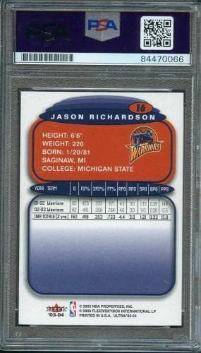 2003-04 Fleer Ultra 16 Jason Richardson Card semnat automat PSA Slabbed Warriors - Basketball Slabbed Rookie Cards