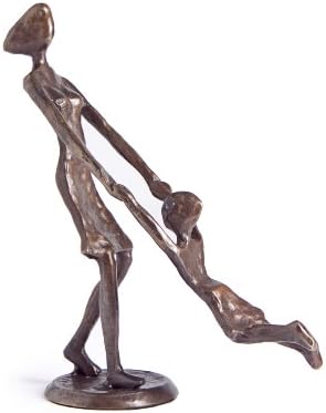 Danya B. Mama care se joacă și se leagănă de copil cu nisip, sculptură de bronz Figurină Ziua de naștere pentru mama, profesorul,