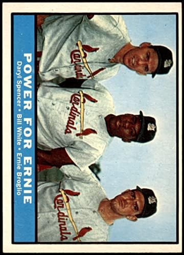 1961 Topps 451 Putere pentru Ernie Daryl Spencer/Bill White/Ernie Broglio St. Louis Cardinals NM Cardinals