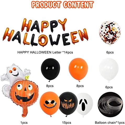 Set de baloane de Halloween Dorart, 58pcs Elemente de Halloween Color Party Balloons Decorații, decorațiuni de Halloween Balloane