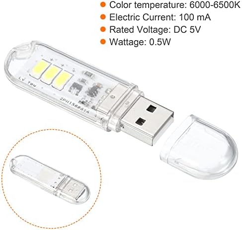 Patikil 6000-6500K Mini LED-uri USB, 4 pachet 0,5W Touch Touch Portabil LED LED LED Stick Slim LAMP LAMPE PENTRU CAMPING Laptop tastatură, lumină albă limpede