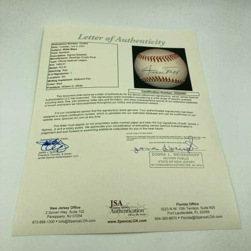 Frumoasa Willie Mays a semnat autografat Liga Națională Baseball JSA COA - baseball -uri autografate