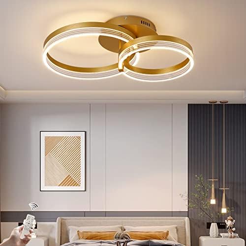 BUCAILYER LED-ul modern LED LUMINĂ, LAMĂ DE PAIVE ACRYLICĂ DIMMABILĂ LED cu telecomandă, cu 2 inele, plafon de aur Candelabru