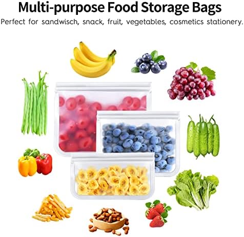 Pungi reutilizabile pentru depozitarea alimentelor, 6 pachete de pungi frigorifice reutilizabile fără BPA, pungi Sandwich reutilizabile