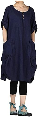 Icodod vestidos vintage bumbac bumbac rochie lungimea genunchiului rochie tricou tricou rochie cu mânecă scurtă cu mânecă scurtă