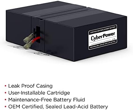 CyberPower RB1280X2A cartuș de înlocuire a bateriei UPS, fără întreținere, instalabil de utilizator, 12V / 9Ah