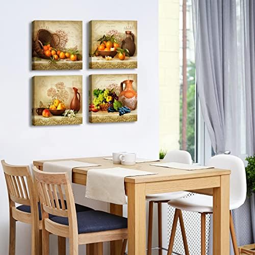 Jiazugo Bucătărie Decor de perete Canvas Artă pentru sufragerie Vintage Temă Temă Imagini cu fructe Farmhouse Semne rustice