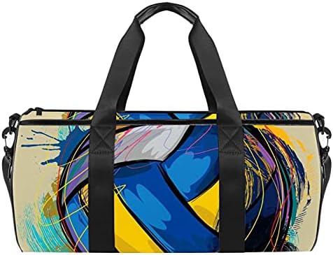 Acuarelă fotbal Duffel umăr Carry Bag panza Travel Bag pentru sala de sport dans Sport Travel Weekender