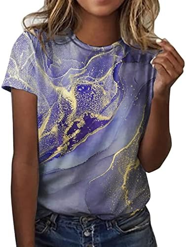 Echipajul gât T-Shirt bluza pentru femei mâneci scurte Topuri Floras grafic la modă estetică îmbrăcăminte de bază de zi cu