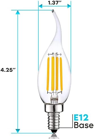 Luxrite 12-Pack Candelabre LED Becuri 100 Watt echivalent, 800 lumeni, 3500K Natural alb, 7w, CA11 Dimmable candelabru Becuri,