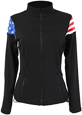 Jacheta completă de yoga cu pavilion SUA Flag Flag pentru femei