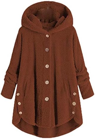 Andongnywell femei haina Casual cu două fețe Fleece Fuzzy Faux Coats iarna cald Outwear jachete cu buzunare