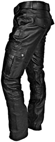 Pantaloni de piele faux pentru bărbați steampunk goth pantaloni buzunar pantaloni pantaloni de piele subțire pentru bărbați