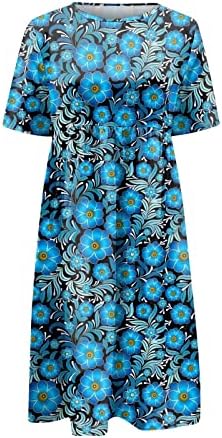 Rochii Ayaso midi pentru femei 2023 Rochie casual de vară cu mânecă scurtă mini rochie plisată Boho plajă a-linie maxi rochie