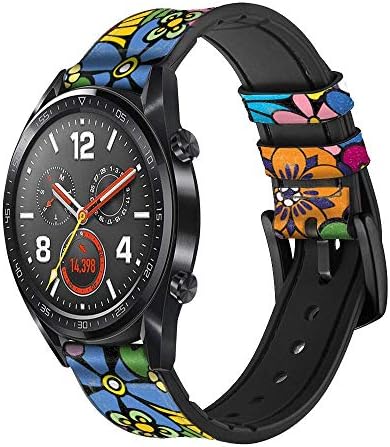 CA0649 Colorat Hippie Flowers Pattern piele și silicon Smart Watch Band curea pentru ceasul de mână Smartwatch Smart Smart
