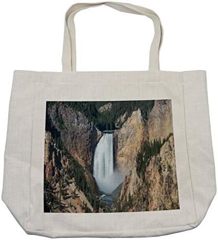 Geanta de cumpărături din Amentanne Wyoming, Grand Canyon din Yellowstone Scena în aer liber a cascadei, geantă reutilizabilă