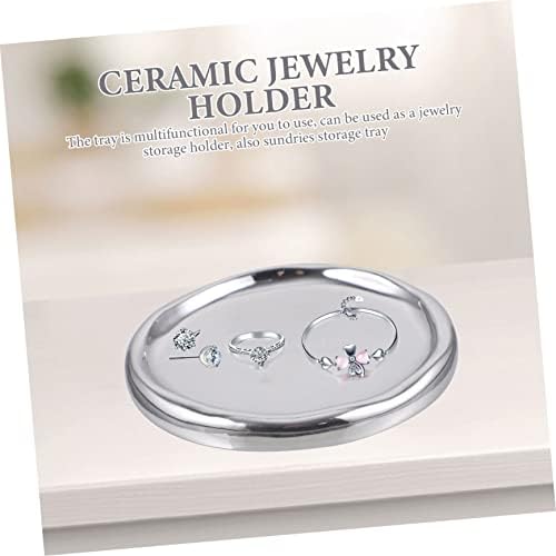 Cabilock 5pcs Tavă de inel ceramică neregulată pentru bijuterii albă de servire a tăvii decorațiuni de nuntă ceramică suport