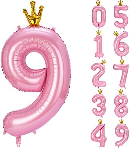40 inch mare coroană mare roz număr 9 balon, mylar folie baloane cu heliu pentru a 9 -a petrecere de naștere a copiilor/pentru