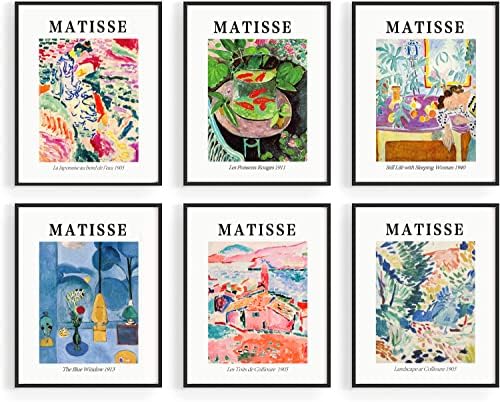 XBYGIMI MATISSE Wall Art Prints - Henri Matisse imprimeu Decor de perete, pește de aur Matisse vintage și ferestre albastre