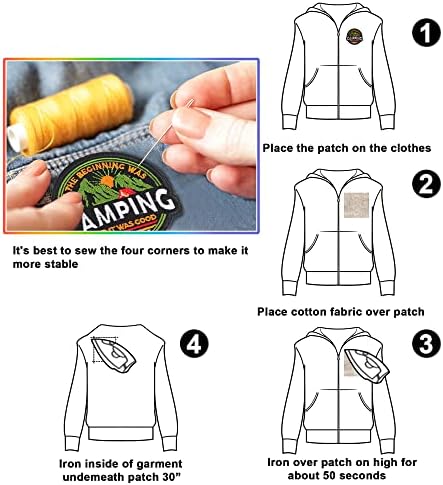 16 bucăți Tema de camping Fier pe patch -uri, fier brodat pe patch -uri pentru îmbrăcăminte cu kit de cusut pentru jachete