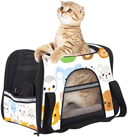 Pet Carrier, Soft-Sided Pet Travel Carrier pentru pisici câini catelus, model de cap de animale