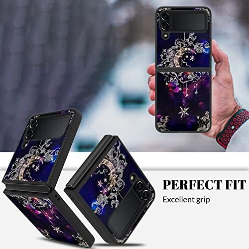Fiyart proiectat pentru Samsung Galaxy Z Flip 4 Case Moon Stars pentru femei Fete lux Soft TPU Hard PC înapoi protecție Retro