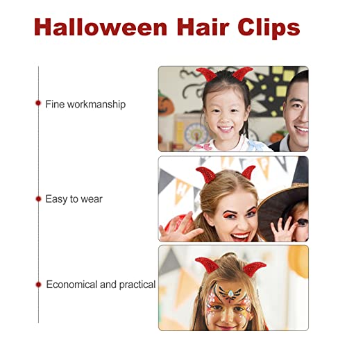 Kallory 2pcs Devil Horns Clipuri de păr, Râșie Red Horn Hairpins Halloween Diavol Cosplay pentru femei pentru fete fete