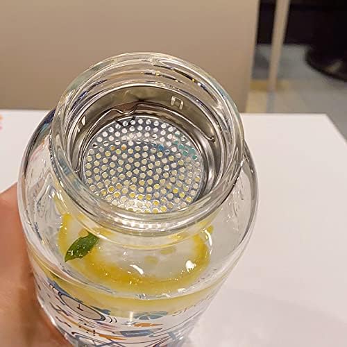 Sticlă de apă din sticlă borosilicată de 30oz cu mâner, capac din oțel inoxidabil rezistent la scurgere, gura largă, cu scurgere