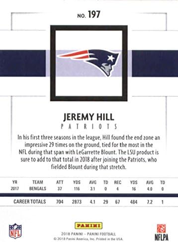 2018 Panini NFL fotbal 197 Jeremy Hill New England Patriots Card oficial de tranzacționare