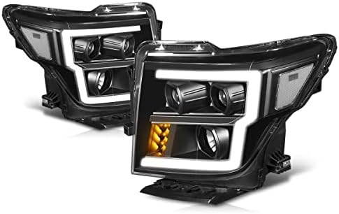 Proiector LED DRL ansamblu far compatibil cu 16-22 Nissan Titan, carcasă neagră / obiectiv clar