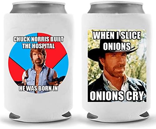 Chuck Norris Beer Coolies | Set de două glume Walker Texas Ranger | Bere amuzantă pentru petrecere cu gag pentru petreceri