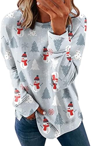Femei Fall Fashion Tops Cason Casual Hoodless Panouri de Crăciun print pulover pulover cu hanorac pentru femei