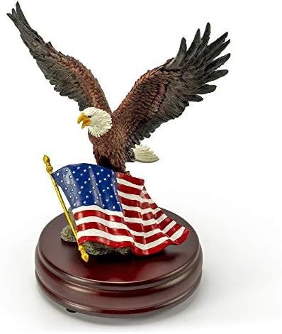 American Bald Eagle cu steagul american pe figurina muzicală de bază din lemn - multe melodii de ales - La Traviata