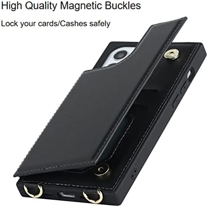 Jaorty pentru iPhone 12 Pro / iPhone 12 Crossbody portofel caz cu curea detașabilă Curea reglabilă & amp; Card Slot titularul,