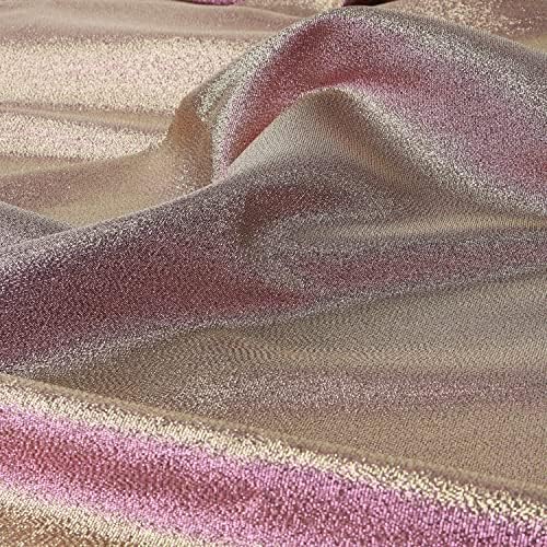 Țesătură irizată din aur roz, cu fir metalic, care se schimbă pentru cusut rochie de costum de 60 inci lățime, 1 curte