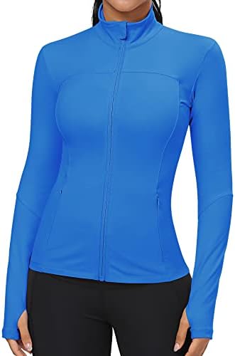 Jachete de antrenament curcubeu de gimnastică pentru femei, Full Zip Slim Fit Lightweight Athletic Running Sports Sports Track