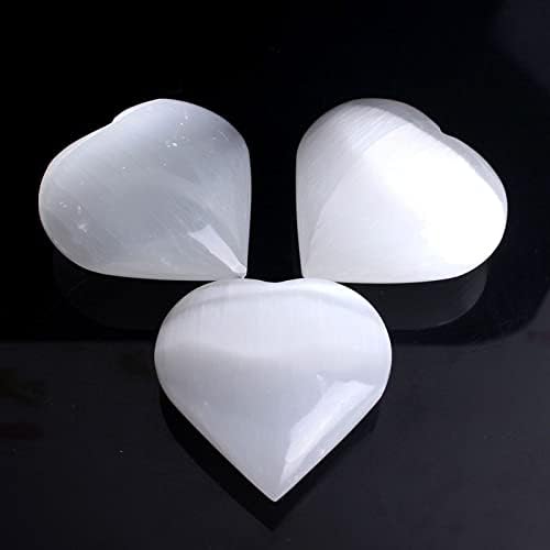 SEEWOODE AG216 1 buc transparente inima în formă de alb selenit gips Piatra cuarț cristal dragoste putere relaxare divinație
