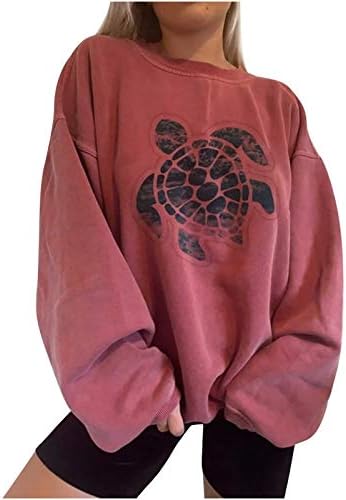 Jwzuy Womens Turtle Turtle Grafică Panouri grafice casual, cu mânecă lungă cu mânecă lungă, bluze Vintage Bluze care ies din