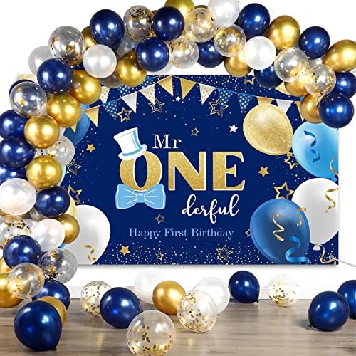 Băieți 1st Birthday Decoration Mr. Onederful Birthday Party Supplies 1st Happy Birthday Fundal Fotografie Fundal cu baloane