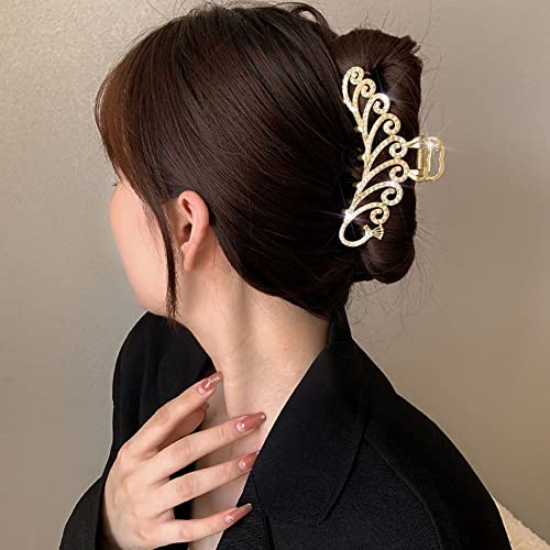 Gold Hollow Geometric Metal Clamă de păr Vintage Clipuri pentru femei Barretă păr de păr Crab Accesorii de păr 1231-3cm