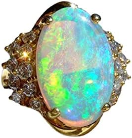 2023 inel de bijuterii de mână Opal auriu de lux inele ovale de culoare Inele de liceu pentru femei